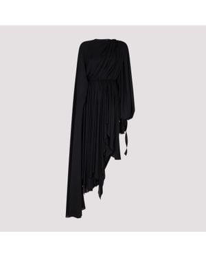 Balenciaga Asymmetrical Hem Draped Panel Dress For - Black