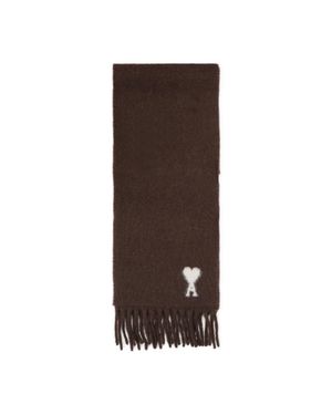 Ami Paris Alpaca Cloud Knit Scarf For - Brown