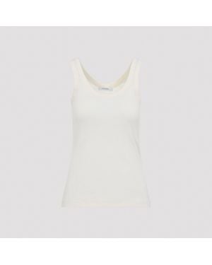 Lemaire Light Cream Cotton Ribbed Tank Top - White