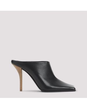 Alaïa Leather Heeled Mules - Black
