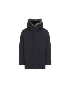 Yves Salomon Cotton Parka Jacket With Down-Filled Warmth - Blue