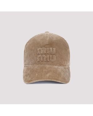 Miu Miu Cotton Baseball Logo Hat - Natural