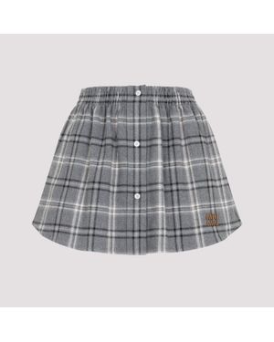 Miu Miu Cotton Midi Skirt - Grey