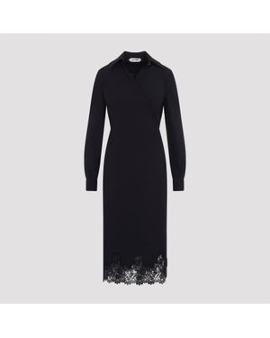 Alberta Ferretti Tropical Print Wool-Blend Midi Dress For - Black