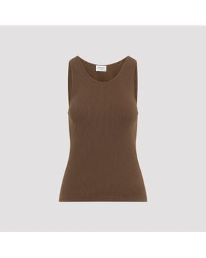 Saint Laurent Cognac Cassandre Tank Top - Brown