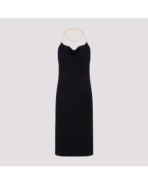 Bottega Veneta Luxury Open Back Midi Dress With Chain Straps - Black