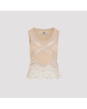 Ermanno Scervino Sand Sleeveless Knit Top - Natural