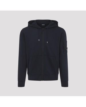 C.P. Company Minimalist Zip-Up Hoodie With Unique Lens Detail - Blue