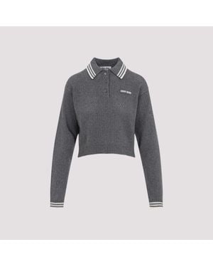 Miu Miu Recycled Cashmere Polo - Grey