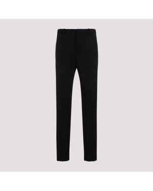 Saint Laurent Sophisticated Wool And Silk Blend Trousers - Black