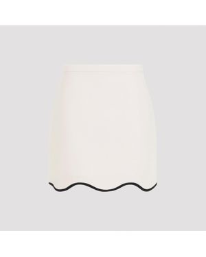 Valentino Inspired Couture Wool & Silk Mini Skirt - Natural