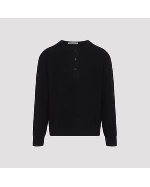 Studio Nicholson Corine Merino Wool & Cashmere Henley Jumper - Black