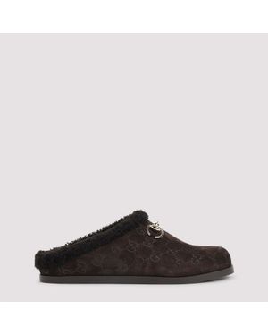 Gucci Suede Leather Mules - Brown