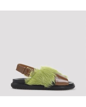 Marni And Lime Fussbett Ovine Leather Sandals - Green