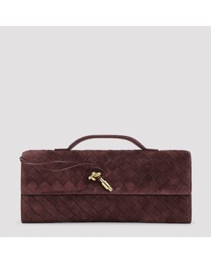 Bottega Veneta Andiamo Suede Clutch - Red