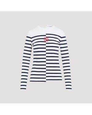Jean Paul Gaultier Stretch Cotton Asymetric Long Sleves Top - White