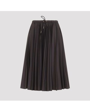 Moncler Midi Pleated Skirt With Drawstring Waistband - Black