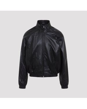 Acne Studios Lethestanether Lamb Leather Bomber Jacket - Black