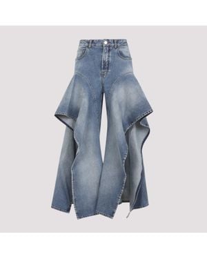 Alaïa Ruffle Faded Jeans - Blue