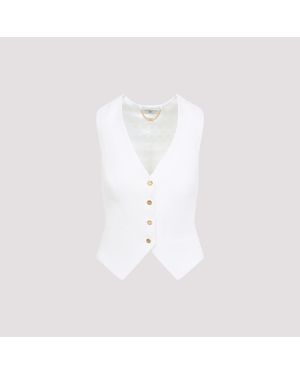 Elisabetta Franchi Ivory Linen Gilet - White