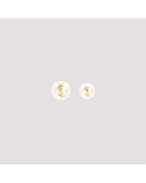 Saint Laurent Pearl Earrings With Monogram - Pink
