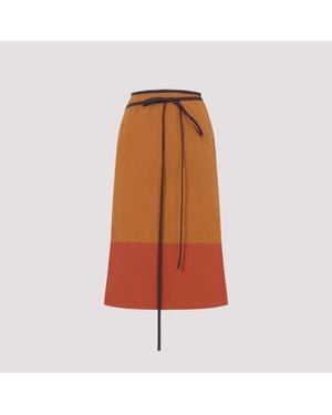 Saint Laurent Nylon Midi Skirt - Orange