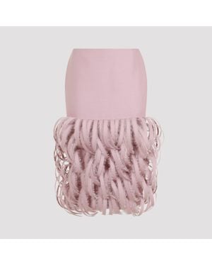 Balenciaga Fluffy Feather Pencil Skirt - Pink