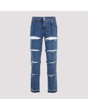 McQueen Cut Out Design Denim Trousers For - Blue