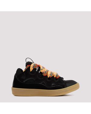 Lanvin Suede Leather Curb Trainers - Black