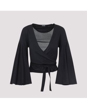 Jacquemus Le Cache Coeur Ventadou Paper Top - Black