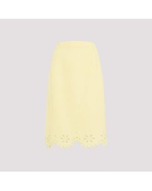 Bottega Veneta Elegant Midi Skirt With Exquisite Embroidered Trim - Yellow