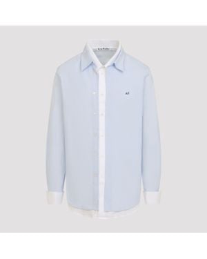 Acne Studios Embroidered Cotton Button-Up Shirt - Blue