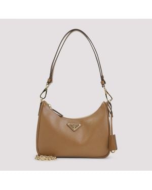 Prada Saffiano Re Edition Shoulder Bag - Brown