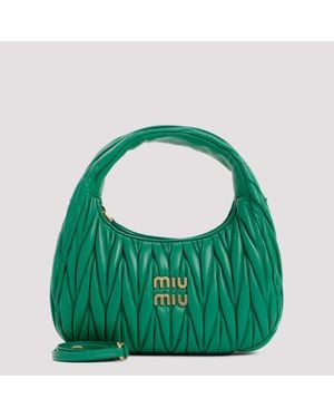 Miu Miu Small Wander Matelassé Hobo Bag - Green