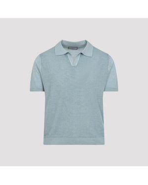 Canali Wool And Silk Polo - Blue