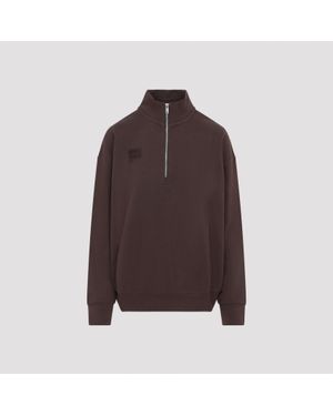 PANGAIA Half Zip Cotton Sweatshirt - Brown
