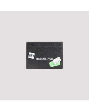 Balenciaga Leather Credit Card Case - Black