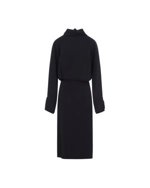 Carven Mock Neck Midi Dress - Black