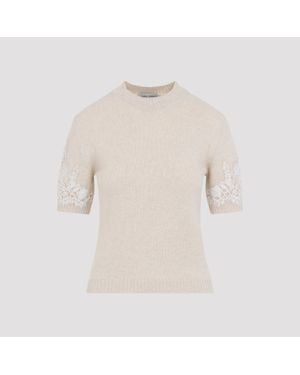 Alberta Ferretti Knit T-Shirt - Natural