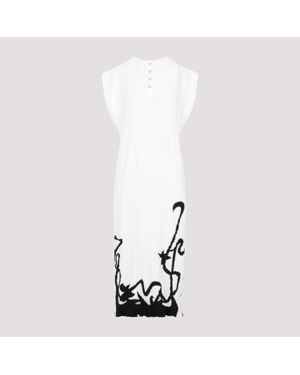 Lanvin Sleeveless Midi Dress With Pleated Design - White