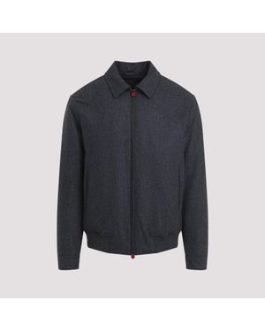 Kiton Classic Biker Bomber Jacket - Blue