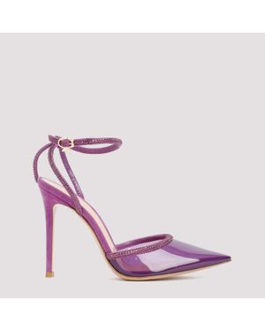 Gianvito Rossi Suede Plexiglass Sandals - Purple