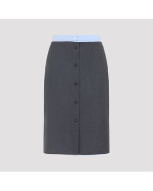 Prada Ardesia Wool And Cotton Skirt - Grey