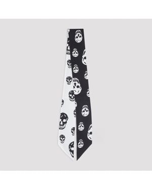 McQueen Skull Ribbon Scarf - White