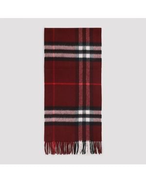 Burberry Cashmere Giant Check Scarf 168Cm X 30Cm - Red