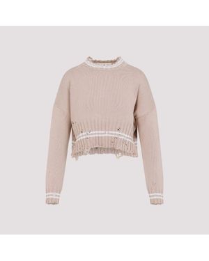 Marni Round Neck Cotton Pullover - Natural