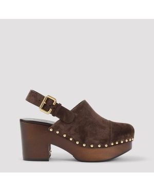Chloé Jeanette Leather Sandals With 8Cm Wood Heel - Brown