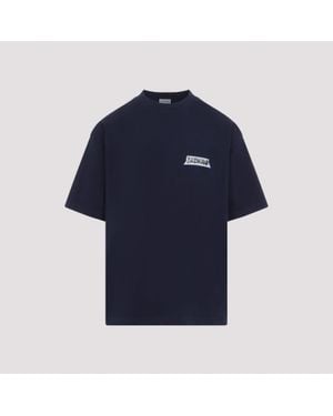 Balenciaga Medium Fit Cotton T-Shirt - Blue