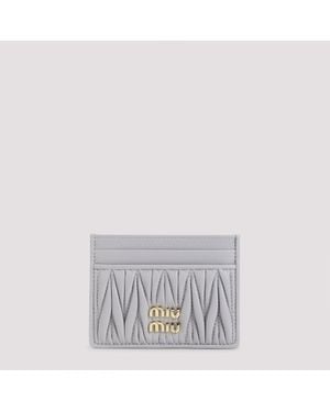 Miu Miu Lamb Leather Cardholder - Grey