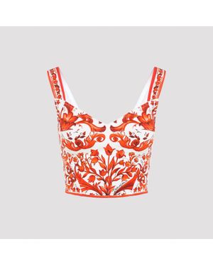 Dolce & Gabbana Charmeuse Maiolica Mini Top - Red